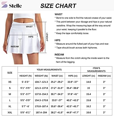 Stelе женски женски високи половини плетени тениски здолништа голф -голф со внатрешни шорцеви за атлетско трчање тренингот