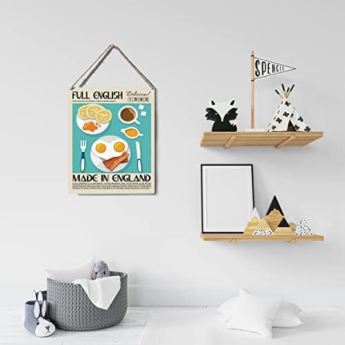 Смешен декор за кујнски знак целосен англиски дрвен знак плакета wallид што виси постери храна уметнички дела 8 ”x10” модерна декорација