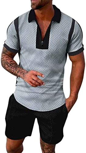 2023 година Нов машки летен обичен патент за печатење, спуштете го блузата со кратки ракави со кратки ракави маички маички мажите комплетен костум