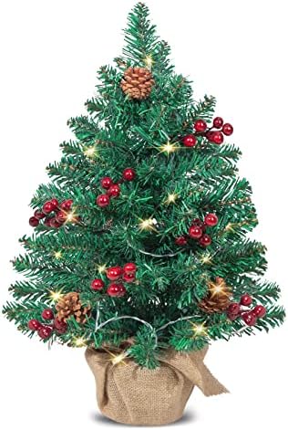 Фриико прелитни таблети вештачко мини новогодишно е новогодишно е новогодишно дрво за крпа, 21 мало Божиќно дрво со LED светла за домашен
