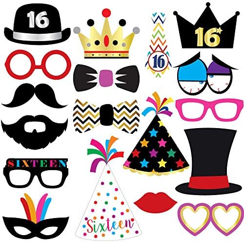 16 -та слатка 16 роденденска фото -штанд за забави - 40 парчиња - Смешни резерви на забава на 16 -ти роденден, украси и фаворити