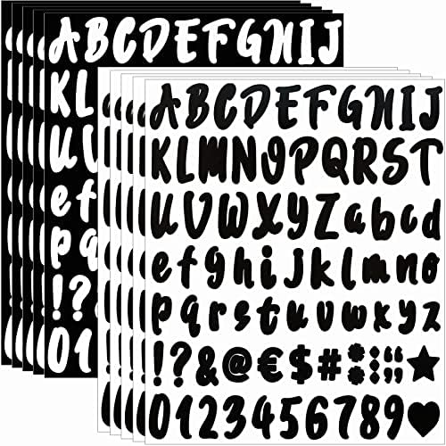 Waynoda 10 листови 720 парчиња самостојно лепило винилни букви броеви налепници, налепници за броеви на азбука, налепници за матура,
