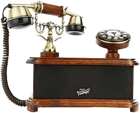 Pyle 2 -во -1 ретро стил гроздобер телефон - ротирачки декоративни телефони биро за бирање w/ Bluetooth звучник, фиксна, стара античка