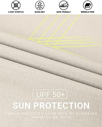 Надворешно вложување машки UPF 50+ UV Sun Заштита SPF пешачење кошула со долг ракав лесен сув за сафари патување риболов