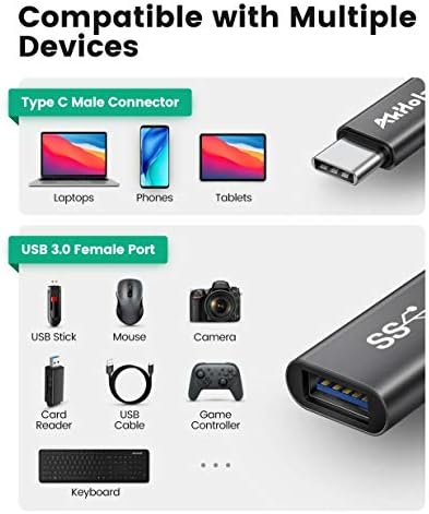 Akholz USB C до USB адаптер, USB до USB C адаптер, Thunderbolt 3 до USB 3.0 Femaleенски адаптер OTG кабел за iPad Air 2020, MacBook