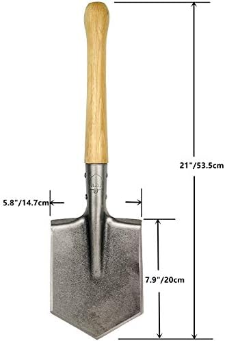 Мастиф Gears® Битка Волк лопата, реконструирана лопата на сапер со рачка од тврдо дрво, за кампување, пешачење, риболов, самоодбрана и итни
