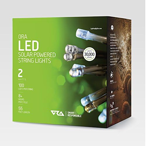 Ора LED LED соларни напојувани жици, 100 LED, 55 стапки, водоотпорен, сензор за самрак/зора, совршен за одмор, Божиќ, затворено, на отворено,