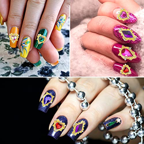 Rhinestones за нокти, 54 парчиња 3D привлечни нокти на големите скапоцени камења за накит, дијаманти, мешавини од златни нокти, накит