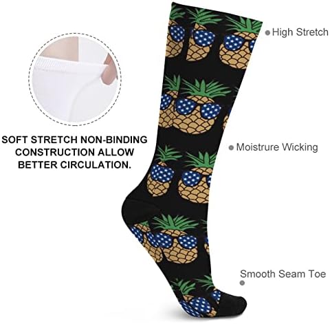 Американско знаме ананас печатено печатено чорапи за појавување на бои Атлетски колени високи чорапи за жени мажи