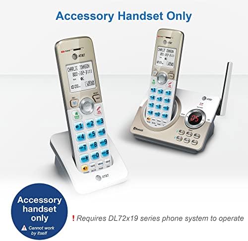 Дополнителна слушалка AT&T DL70019 за телефон DL72X19 со Bluetooth Connect со ќелијата, блокирање на повици, 1,8 екран со позадинско осветлување,