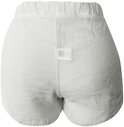 Летни обични шорцеви за жени кои влечат високи половини лабави фит теретани шорцеви, starвездени ленти печати удобни панталони со џебови