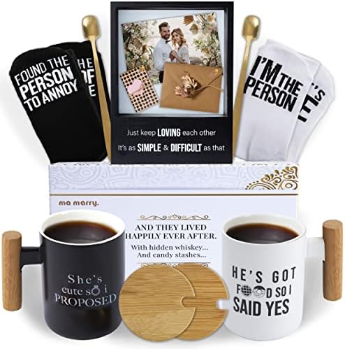 Подароци за ангажман за парови - ново ангажирани парови уникатни свадбени подароци сет со ангажман подароци за кафе, рамка за