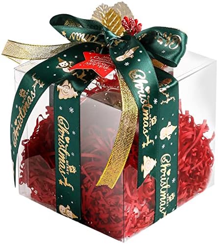 Ффцлц Божиќна Лента лента Лента Торта Подарок Цвет Завиткување Подарок Кутија Декоративен Лак Стример црвено