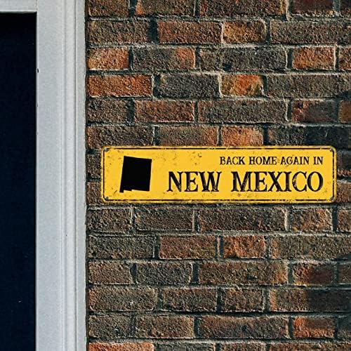Повторно вратете се дома во Mexoу Мексико метал знак wallидна уметност Нова Мексико Државна силуета рустикален гроздобер тремот знаци Американска