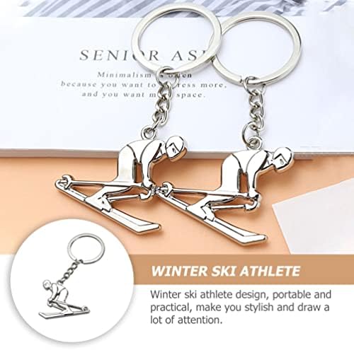 Homoyoyo Key Ring Skey Keychain 5 парчиња скијачки клучеви деликатни скии и столбови скијачки клучеви за скијање спортски атлетик