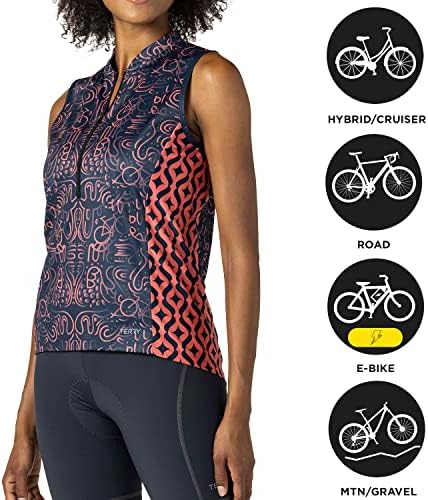 Тери Breakaway Mesh без ракави велосипед дрес - женска кошула UPF 40+, опуштено вклопување, редовно и плус големини
