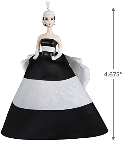 Hallmark Keepsake Божиќниот украс 2021, Барби црно -бело засекогаш, порцелан и ткаенина