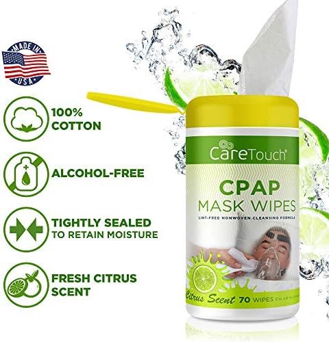 CARE Touch CPAP марамчиња | Чистач за CPAP без алкохол | 3 пакувања од 70 миризливи маски за маска CPAP
