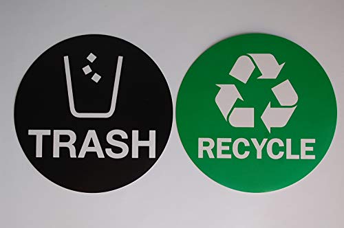 Налепници за рециклирање и ѓубре Винил Декларации 5 Дијаметар за отпадоци од отпадоци, знак за само лепило, водоотпорен УВ заштитени во затворено