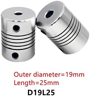 Кенид спојување на вратило D19L25 5mm 6mm 6,35мм 8мм 10мм Алуминиум Флексибилен спојка за вилица за степер мотор од 3Д делови од печатач 1 парчиња
