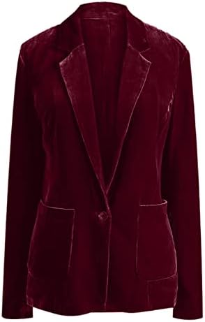 Coldенски цврст долги ракави со кадифена јакна од кадифено отворено предно кардиганско палто со џебови модни обични блејзери за надворешна