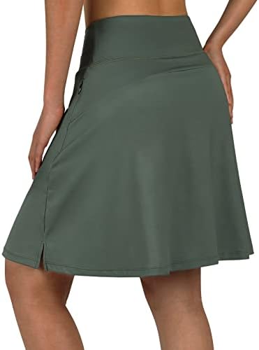 Анививо женски здолништа со здолништа од 20 „колено должина, долги тениски голф спортови обични здолништа со џебови со високи половини