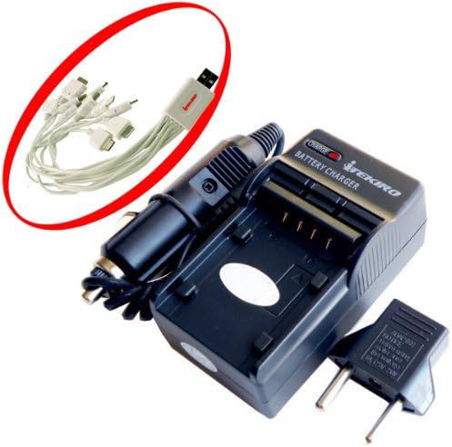 Itekiro AC Wall DC Car Battery Chit Chit For Panasonic DMC-FS12 + Itekiro 10-во-1 USB кабел за полнење