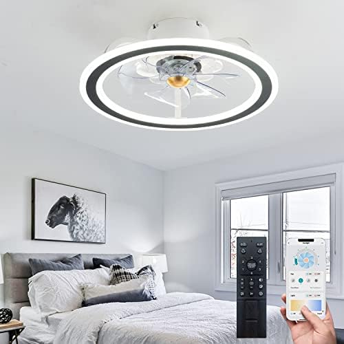 Fansубители на двојни тавани на Екизнсн 20 инчи модерен вентилатор за тавани со светлина со светлина + 52 '' вентилатор на таванот