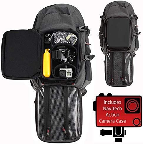Ранец на ранец и сива складирање на камерата Navitech со интегрирана лента за градите - компатибилен со акционата камера Thieye I60 4K