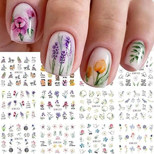 Налепници за уметност на ноктите, 3Д само-лепевни цвеќиња за нокти, арт-материјали за налепници за пренесување на вода, налепници за нокти, декорации со цвеќиња од п?