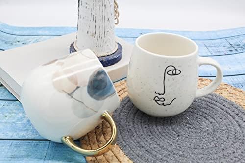 Елен Дизајн 17.5oz Големи чаши за керамички кафе, со рачка за модни електро -плочки за чајни пијалоци за благодарност за Денот на благодарноста