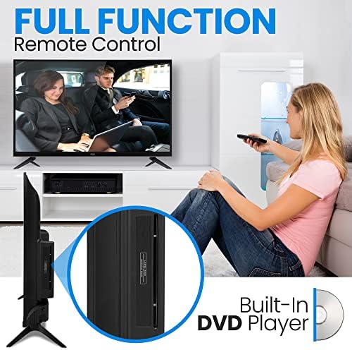 Pyleusa 32-инчен 728P HD DLED телевизија-HI-RES Flat Monitor Monitor TV со HDMI, RCA, мултимедијален диск комбо, слушалки, стерео звучник