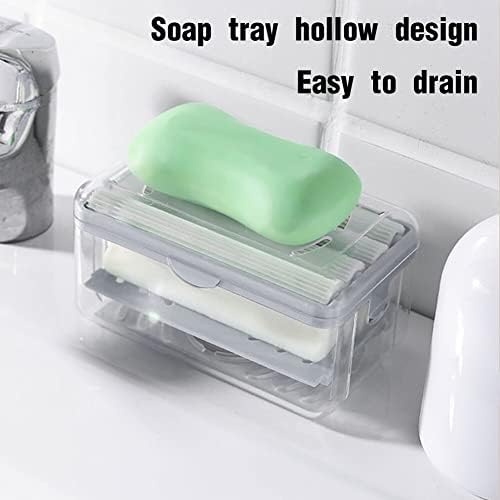 Мултифункционален држач за сапун за сапун Ikasus, преносен сапун -бар -кутија сапун со сапун со гумен валјак заштеда за сапун со пролетен сапун