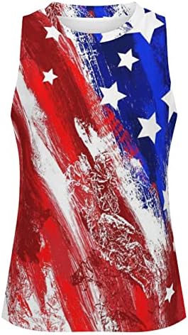 Ден на жените за независност резервоарот на врвовите на патриотска кошула без ракави, 4 -ти јули starsвезди, ленти од американско знаме
