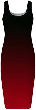 Lmудан женски секси каросек резервоар фустан моден вратоврска боја без ракави за печатење основен клуб миди фустан, обичен моден