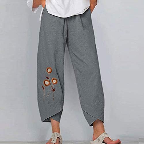 Mmknlrm жени обични везници со средно половината лето памук лабава долги панталони панталони за панталони жени ситни