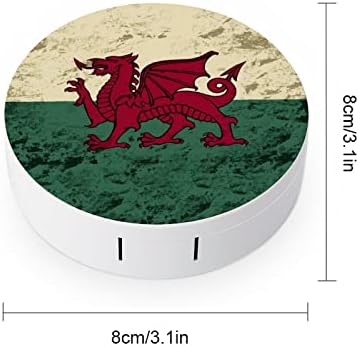Гроздобер Велшкото знаме за контакт со леќи за контакт со кутии за преносен контакт леќа кутија затоплување за складирање со огледало