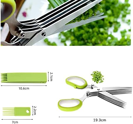 Алатка за кујна од не'рѓосувачки челик 5 парчиња, мулти -намена за домаќинства сецкани зелени кромид ножици, ножици со тешки сечила, за сечење