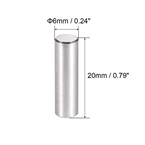 Uxcell 50pcs 6mm x 20mm Dowel Pin 304 Не'рѓосувачки челик цилиндрична полица за поддршка на игла за прицврстување на елементите