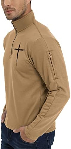 H HYFOL машки вкрстено графички џеб пувервер 1/4 zip држач јака со долги ракави џемпери