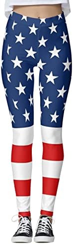 4 -ти јули хеланки за жени патриотско американско знаме за истегнување меки панталони за водење на нозе за вежбање со јога
