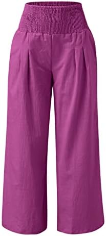 Niantie постелни панталони за жени палацо плус панталони плус големина исечени летни обични плус големина панталони за постелнина