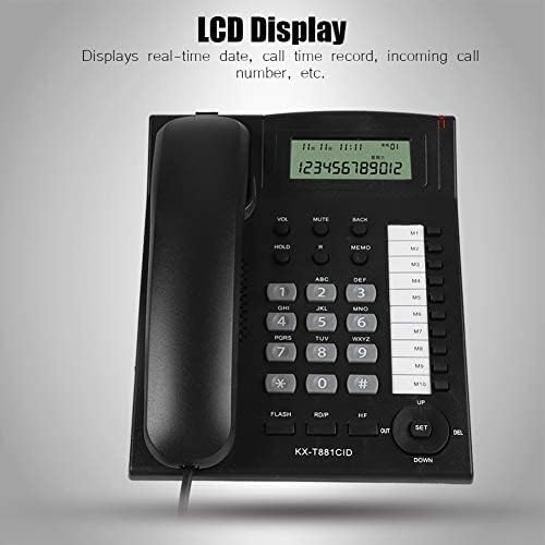 ZHCDPM CORDED Телефон со звучник, десктоп кабел за фиксна линија LCD приказ на кабел со кабел со десктоп телефонска функција за десктоп