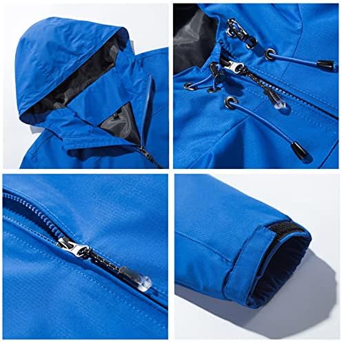 Маифу-ГJ Машка водоотпорна јакна од дожд со качулка со меки лесен водоотпорен палто за пешачење на отворено ветерница за ветерници за ветерници