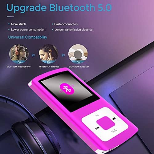 MP3 плеер, музички плеер Hotechs Hifi 32 GB со Bluetooth 5.0, со гласовен рекордер/видео/преглед на фотографии/е-книга/FM радио