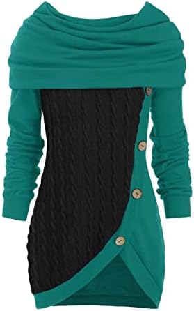 Henенски Хенли врвови со долг ракав плус големина О-вратот цврсто шишиња асиметрични врвови на џемперите на врвовите на џемперот пролетни