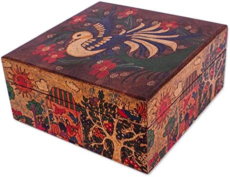Новица Декупаж Дрво Накит Кутија Народна Уметност Гулаб Мотив 3.1 Во H X 2.8 Во W X 2.4 Во D Разнобојни Мексико Кутии