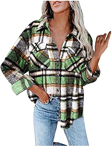 Amxyfbk Shacket јакна жени плус големина со долга ракав лапел копче долга есенска блуза мода за надворешна облека