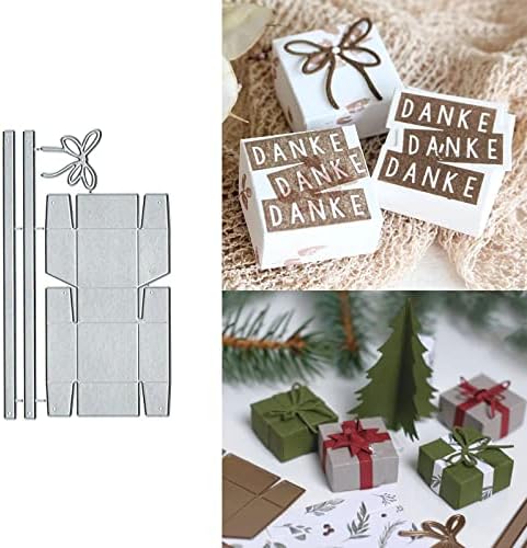 Лак вратоврска 3Д кутија за подароци метални исечоци, среќен Божиќен лак вратоврска кутија за подароци, сечење на кутии за умирање