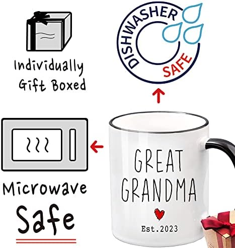 EST 2023 Големата баба кафе чаши, нова голема баба подарок, објавување за бременост, откривање, уникатни Божиќни роденденски подароци за благодарници